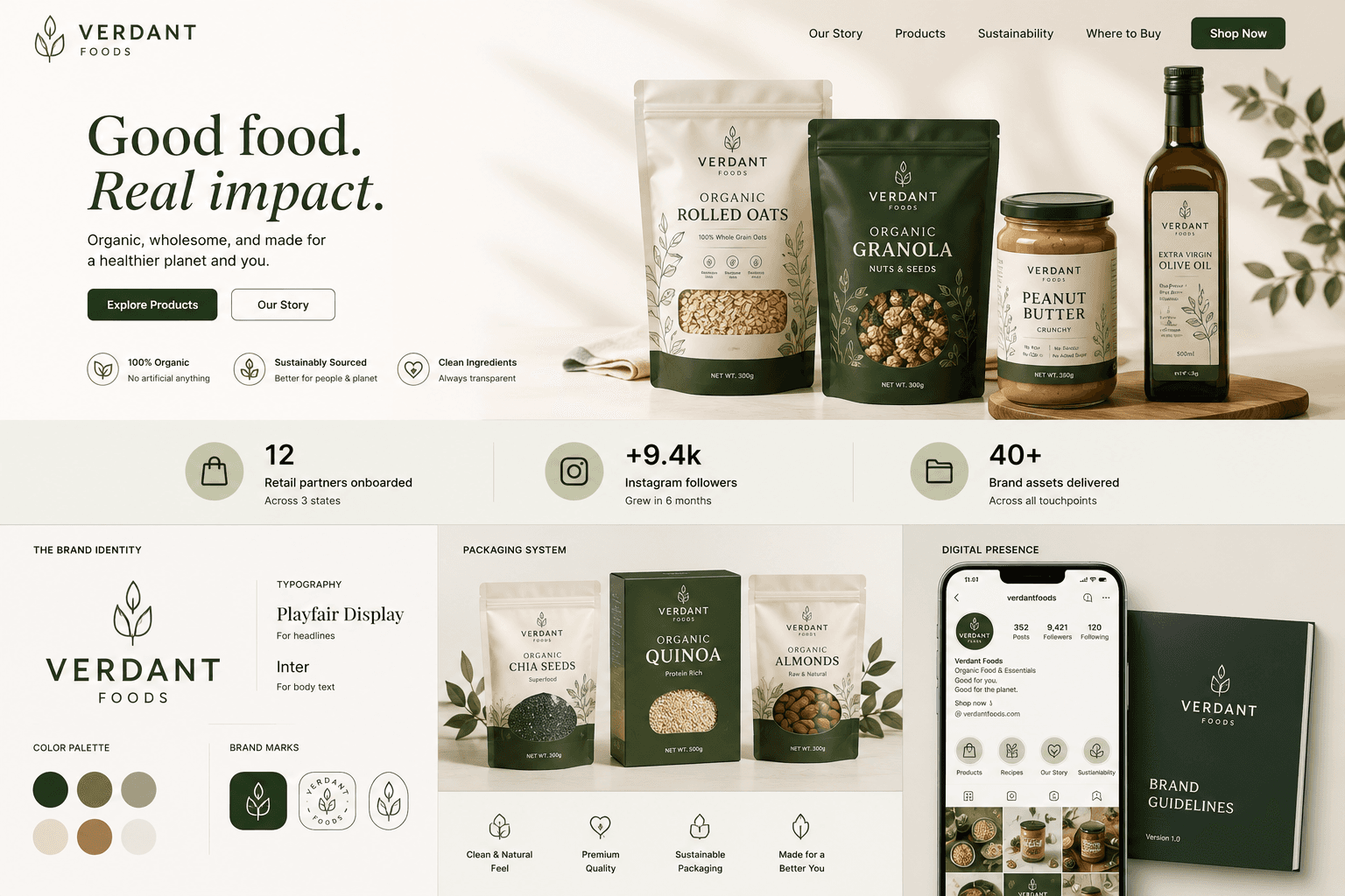 A full identity system for an organic food brand